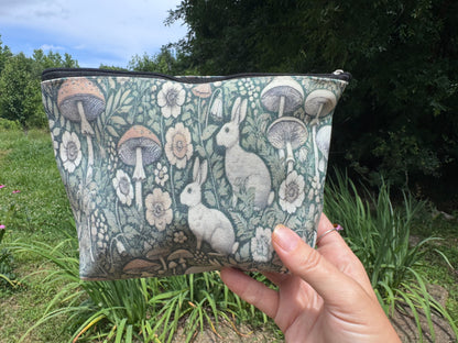 Woodland Rabbits & Mushrooms Zipper Pouch