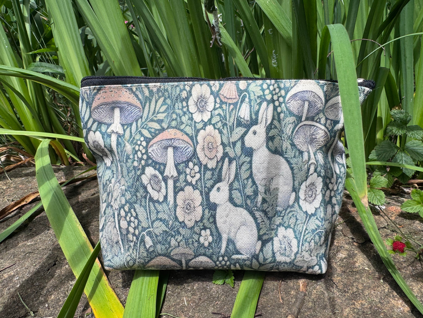 Woodland Rabbits & Mushrooms Zipper Pouch