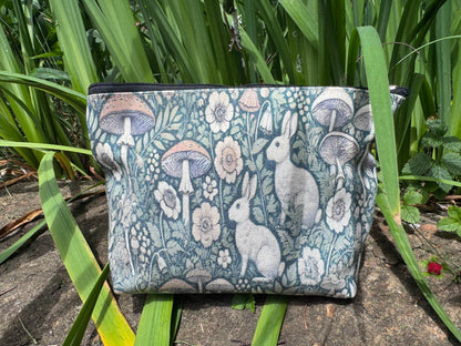 Woodland Rabbits & Mushrooms Zipper Pouch