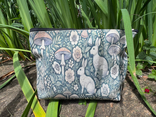 Woodland Rabbits & Mushrooms Zipper Pouch