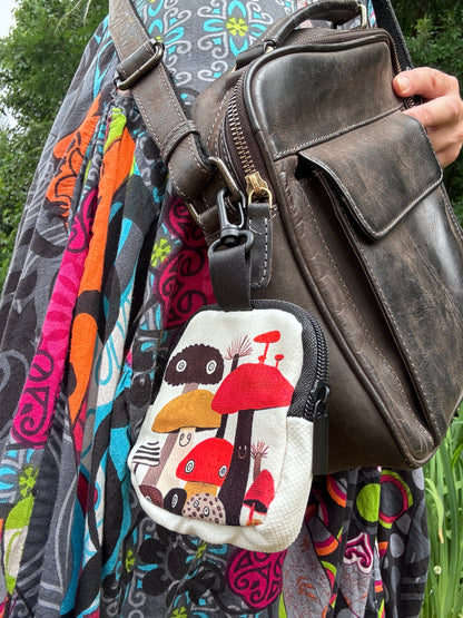 Whimsical Mushroom Clip-On Zipper Pouch
