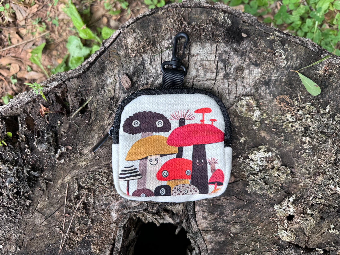 Whimsical Mushroom Clip-On Zipper Pouch