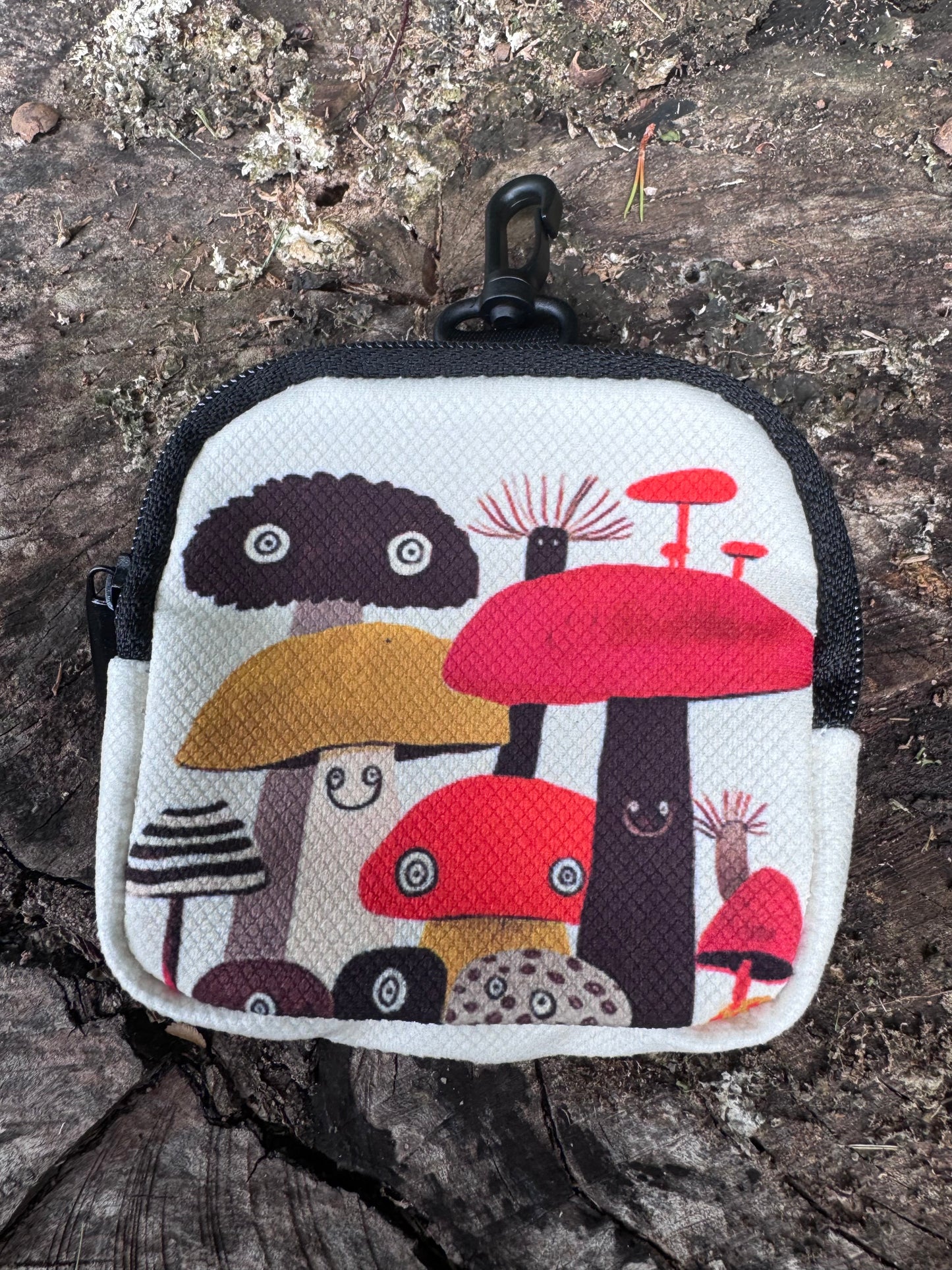 Whimsical Mushroom Clip-On Zipper Pouch