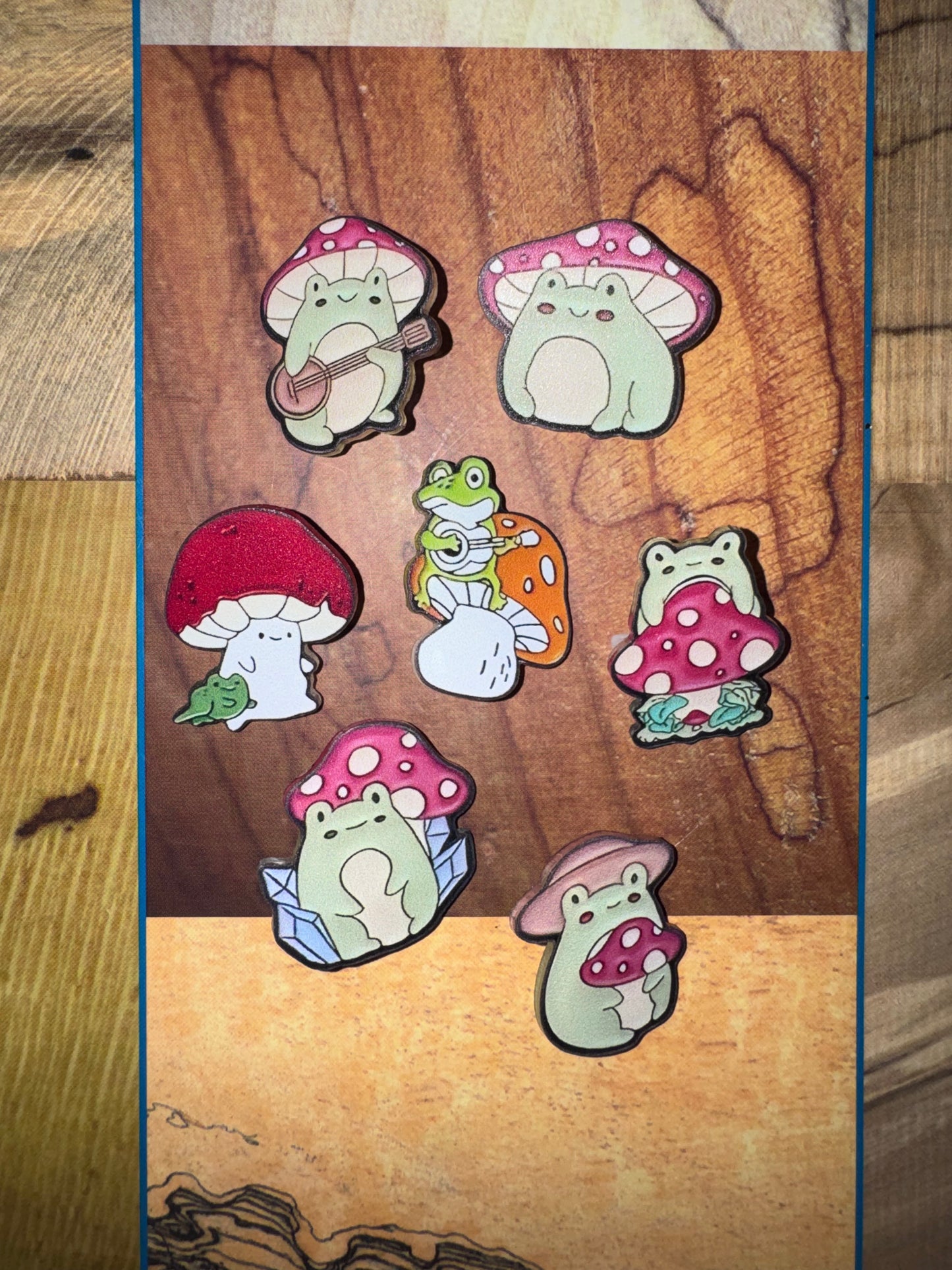 Tiny Frog & Mushroom Pins